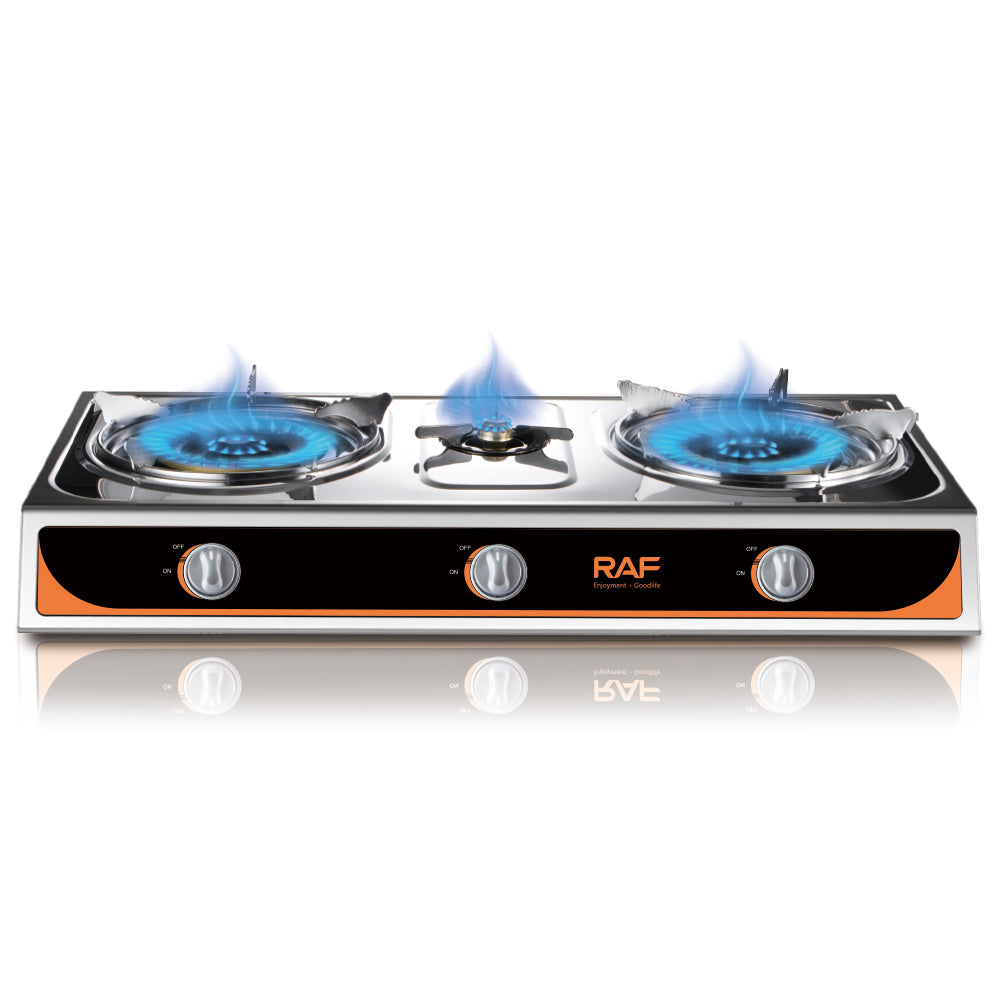 R.8515 Gas Cooktop Iron Built-In Glass Panel 3 In 1 Gas Stove Burner– Dual Burner Power & Safety