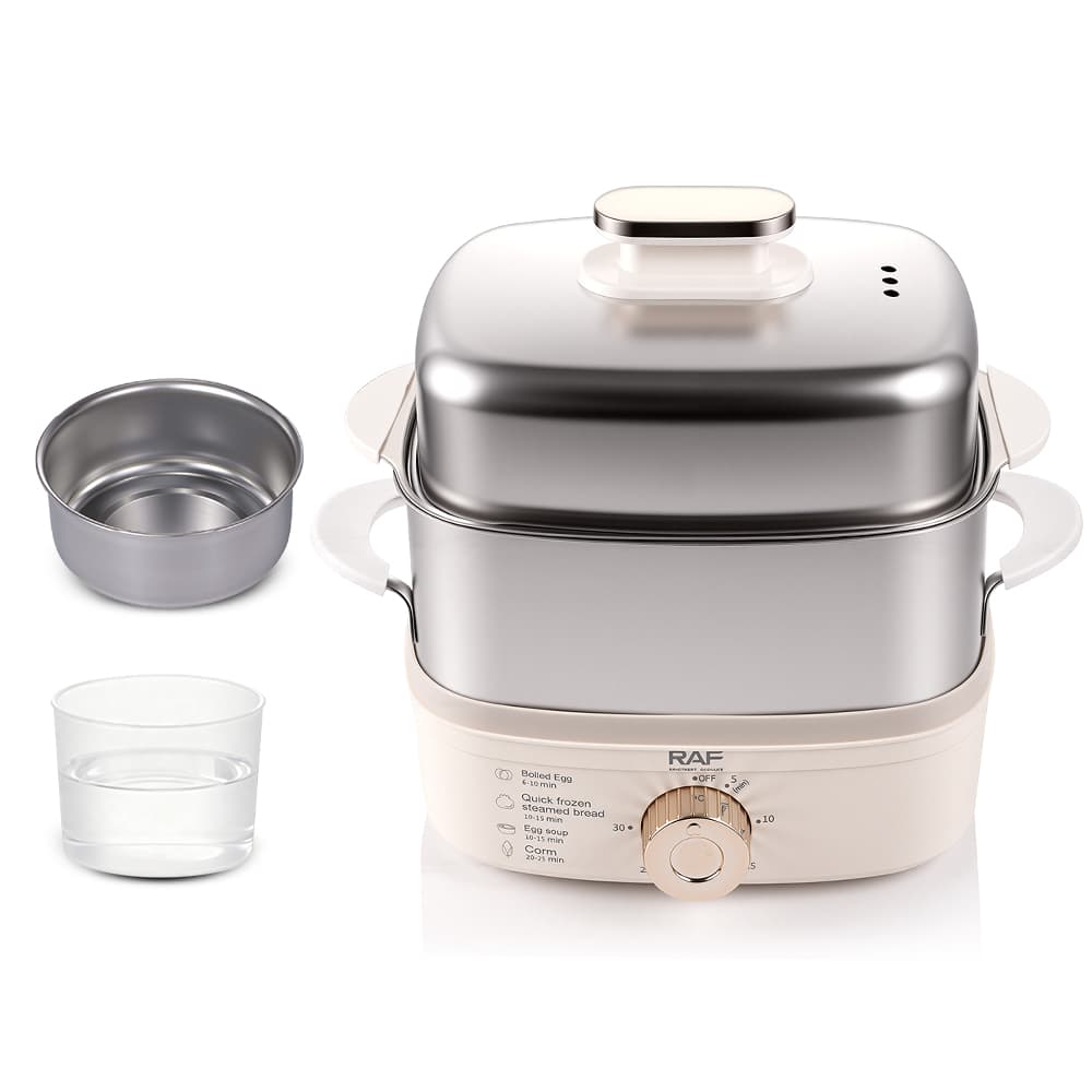 Automatic Egg Cooker & Food Steamer RAF R.0056 – Stainless Steel Rack Electric Egg Boiler for Home Kitchen