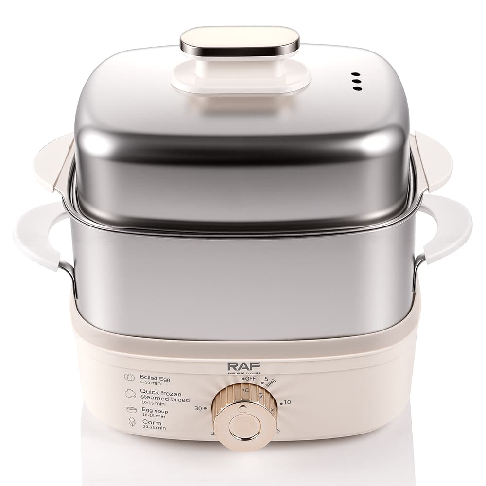 Automatic Egg Cooker & Food Steamer RAF R.0056 – Stainless Steel Rack Electric Egg Boiler for Home Kitchen
