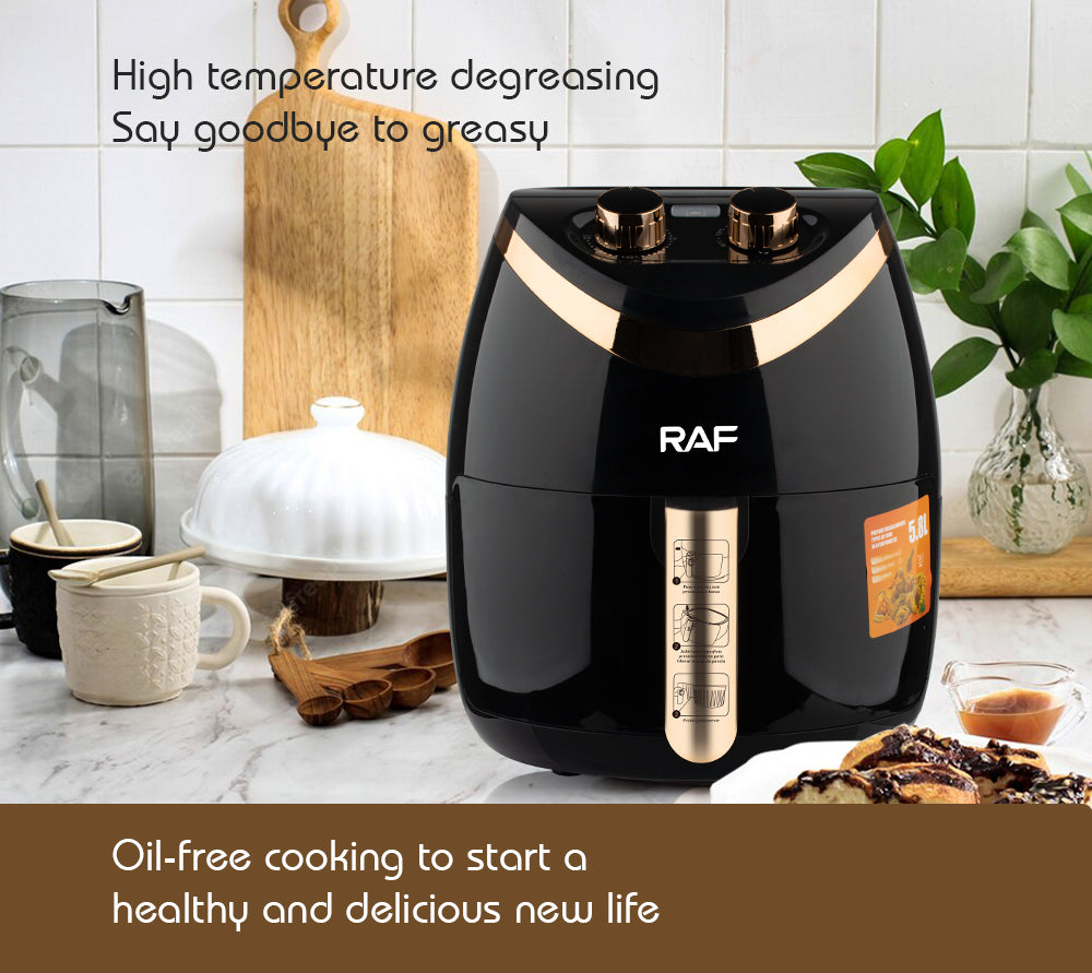 RAF 5.8L Updated Digital Air Fryer (R.5232) – 1500W Oil-Free Smart Oven & Grill – Stainless Steel Edition