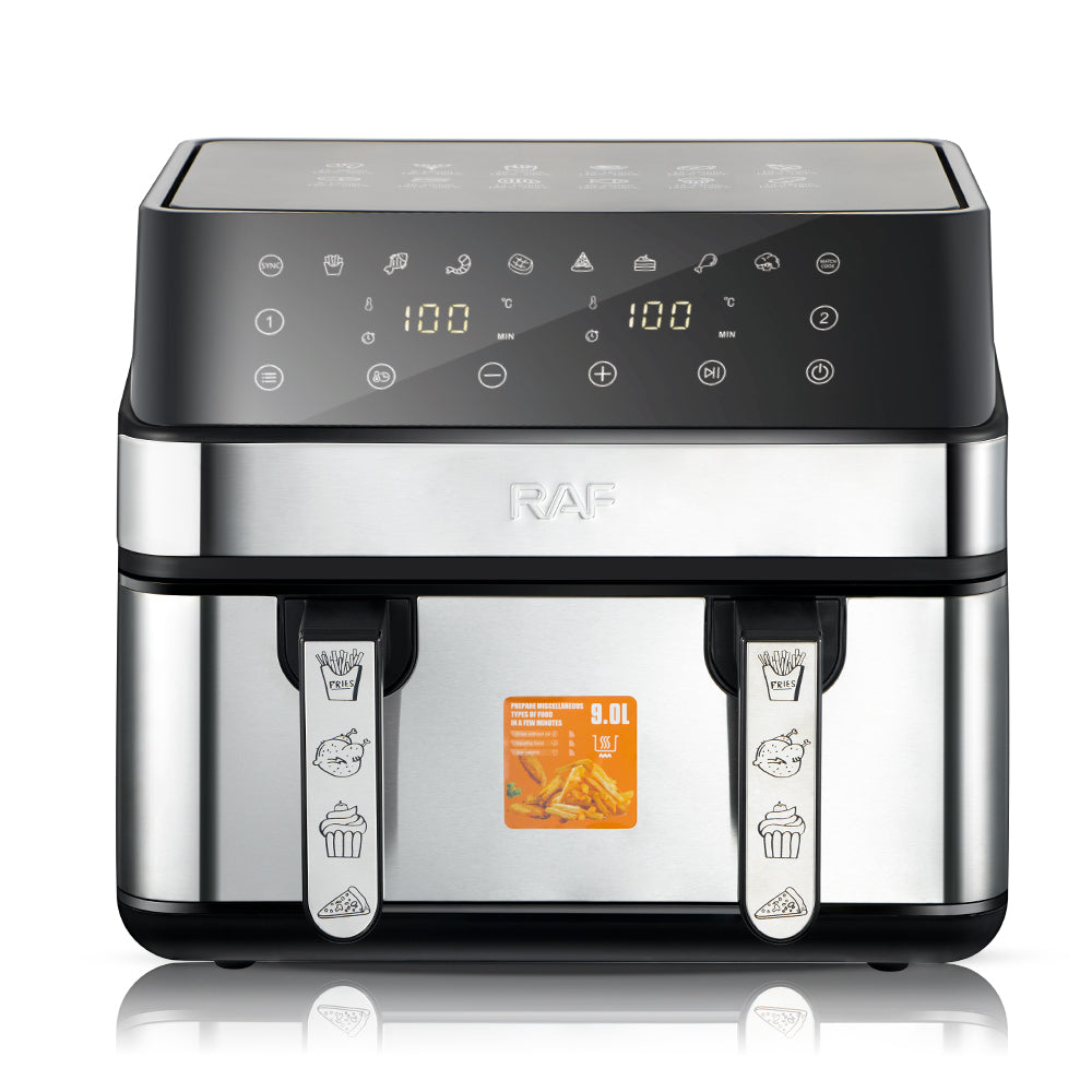 RAF 8.5L Dual Digital Air Fryer (R.5270) – 2000W Double Independent Baskets – 5-in-1 Fryer, Grill, & Oven