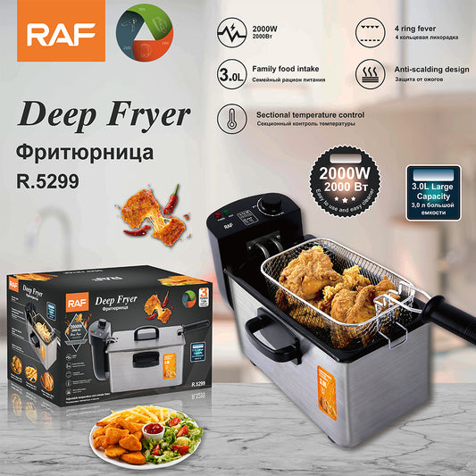 RAF 3.0L High-Efficiency Electric Deep Fryer (R.5299) – 2000W Immersion Heater & Stainless Steel Housing