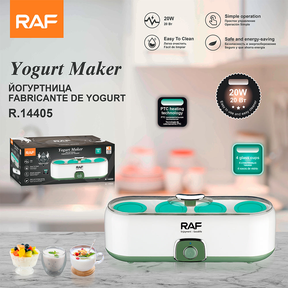 Yogurt Maker RAF R.14405  – Automatic Stainless Steel Yogurt Machine with Glass Jar for Homemade Yogurt