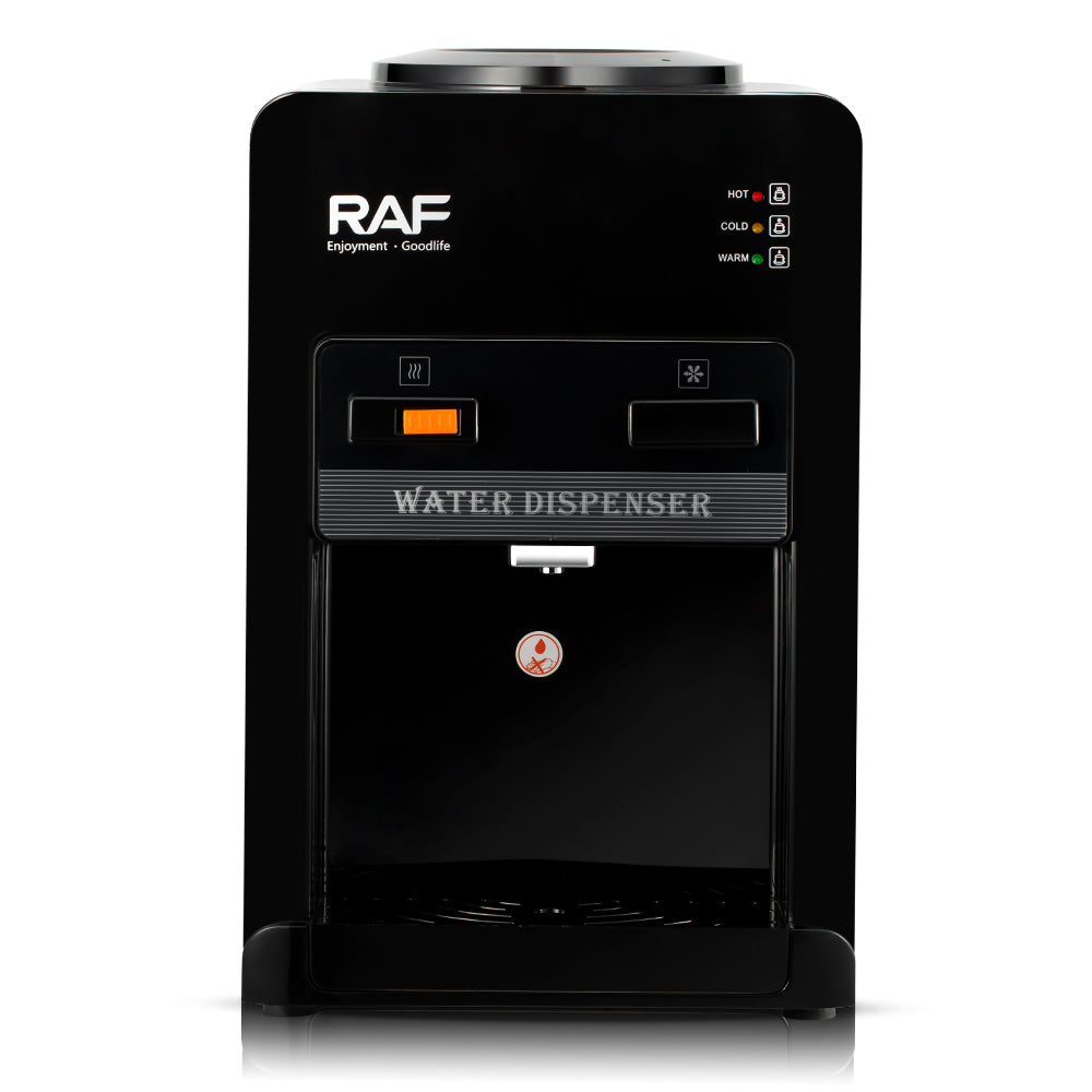 RAF R.11001 Compressor Cooling Water Dispenser – Hot & Cold Desktop Purifier with High-Efficiency 1000W System (Compact Metal-Accent Design)