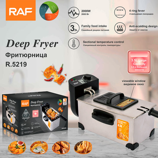 RAF 3.5L Professional Stainless Steel Deep Fryer (R.5219) – 2000W High-Power Electric Frying Machine