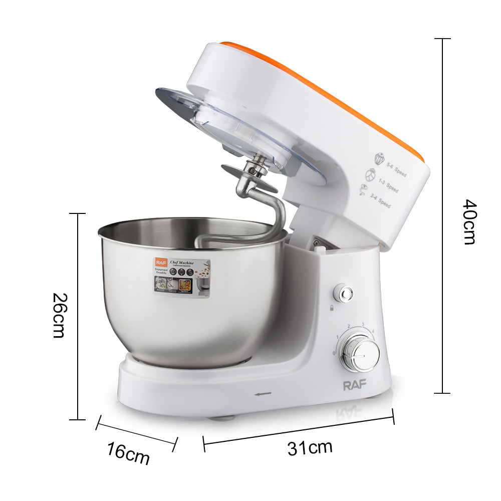 Smart Electric Stand Mixer RAF R.6611 – 4L Die-Cast Body Professional Chef Machine (Spiral Dough Hook, Meat Grinder & Blender Compatible)