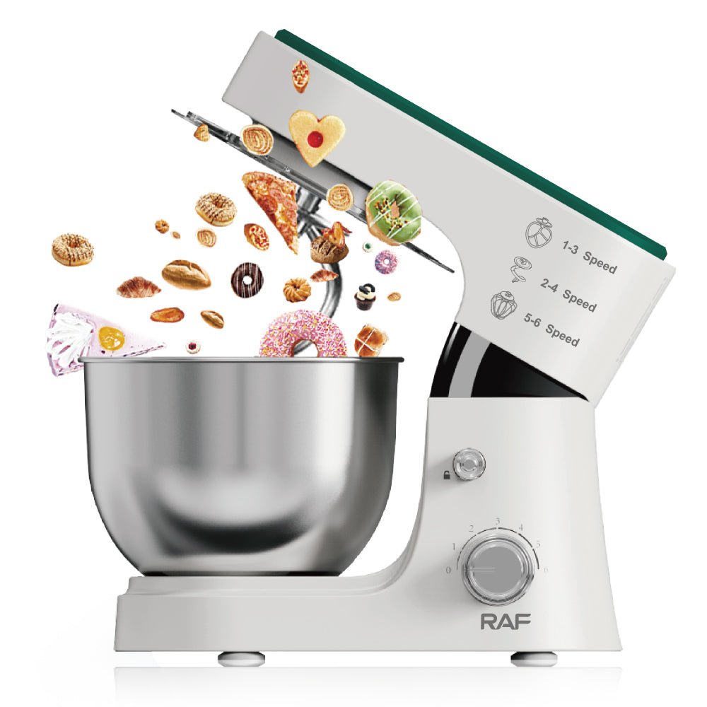 Smart Electric Stand Mixer RAF R.6611 – 4L Die-Cast Body Professional Chef Machine (Spiral Dough Hook, Meat Grinder & Blender Compatible)