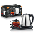 RAF R.7899 Luxury Electric Kettle & Glass Teapot Set – 2200W Stainless Steel Tea Maker Station with LED Indicator