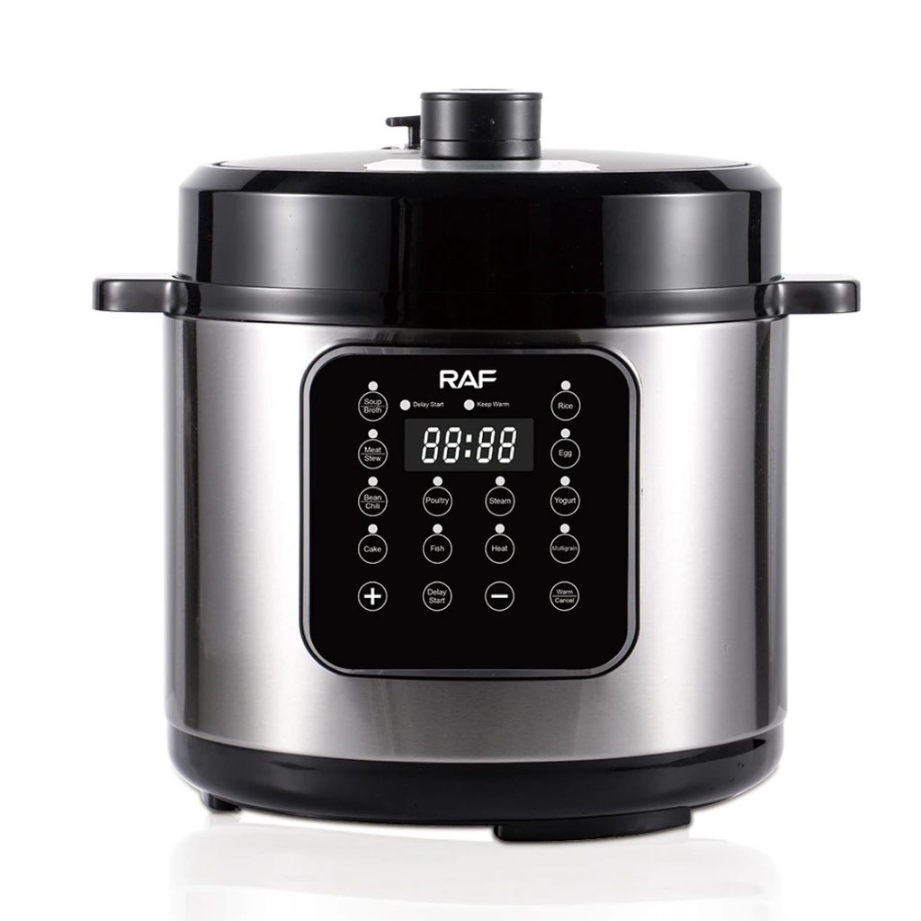 RAF R.183 6L Electric Pressure Cooker 1000W – Smart Digital Multicooker, Stainless Steel, Fast Cooking