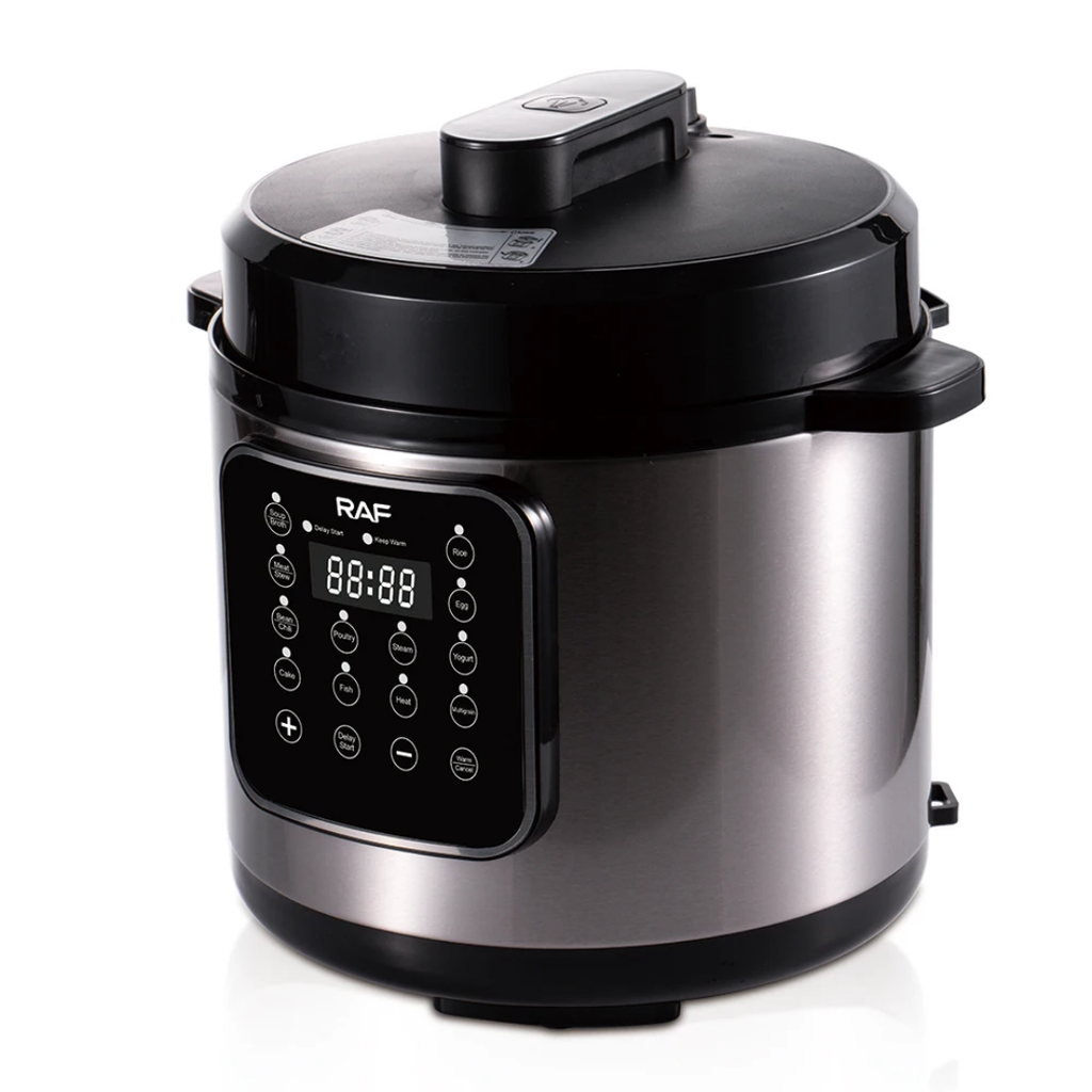 RAF R.183 6L Electric Pressure Cooker 1000W – Smart Digital Multicooker, Stainless Steel, Fast Cooking