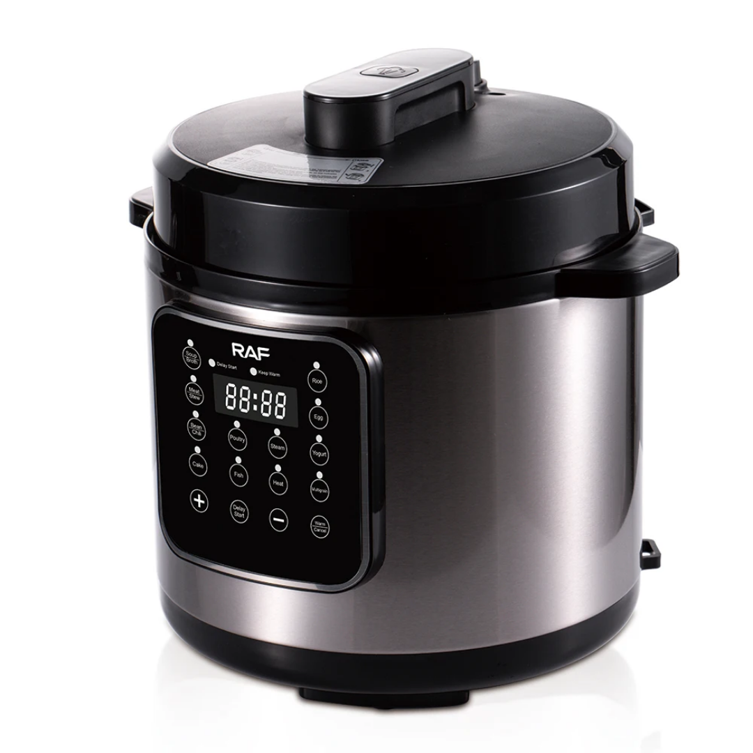 RAF R.183 6L Electric Pressure Cooker 1000W – Smart Digital Multicooker, Stainless Steel, Fast Cooking