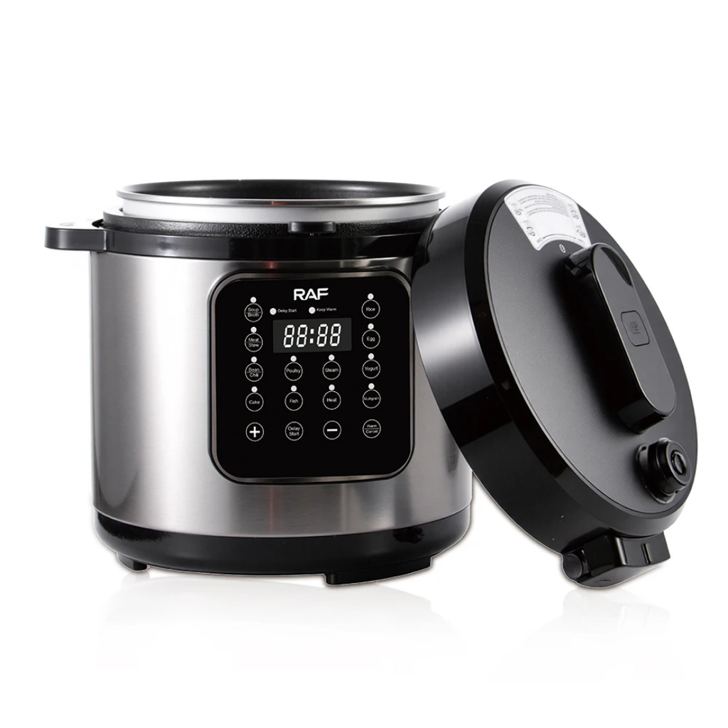 RAF R.183 6L Electric Pressure Cooker 1000W – Smart Digital Multicooker, Stainless Steel, Fast Cooking