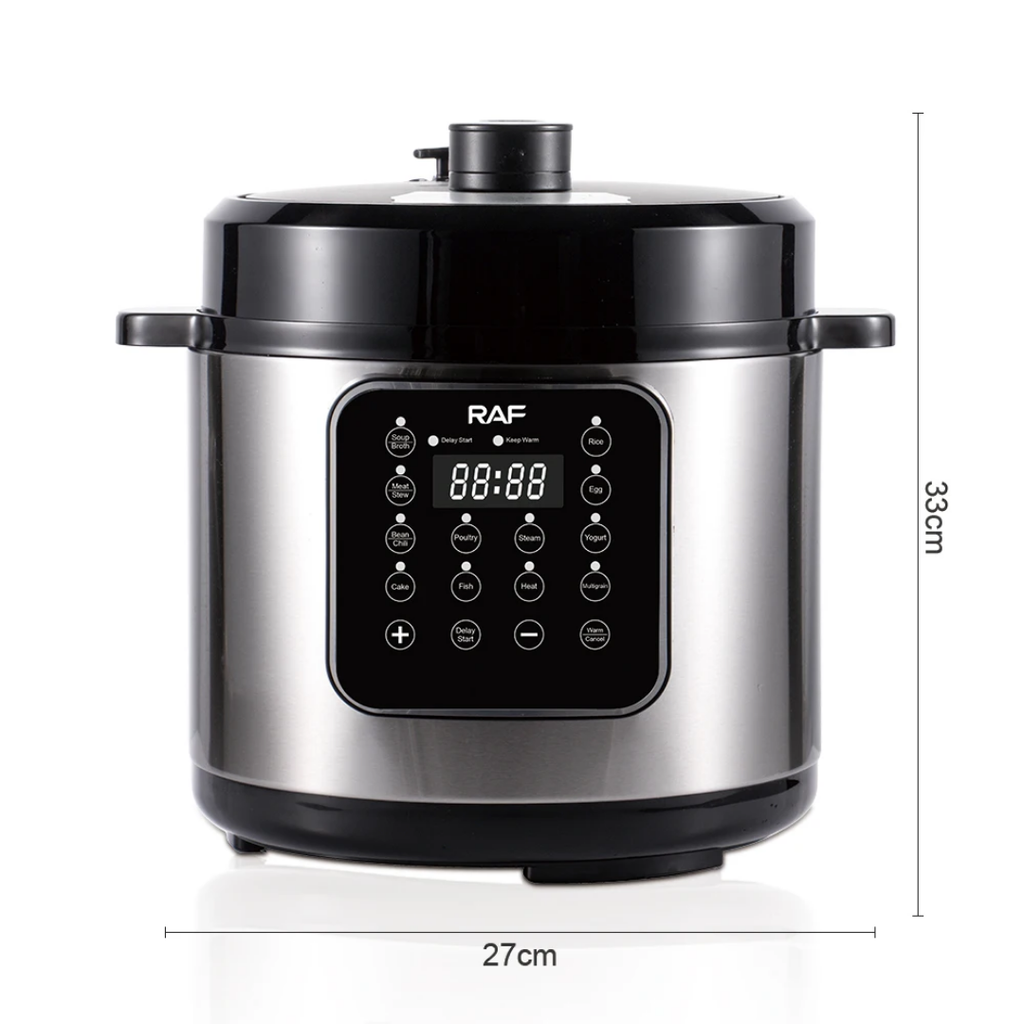 RAF R.183 6L Electric Pressure Cooker 1000W – Smart Digital Multicooker, Stainless Steel, Fast Cooking