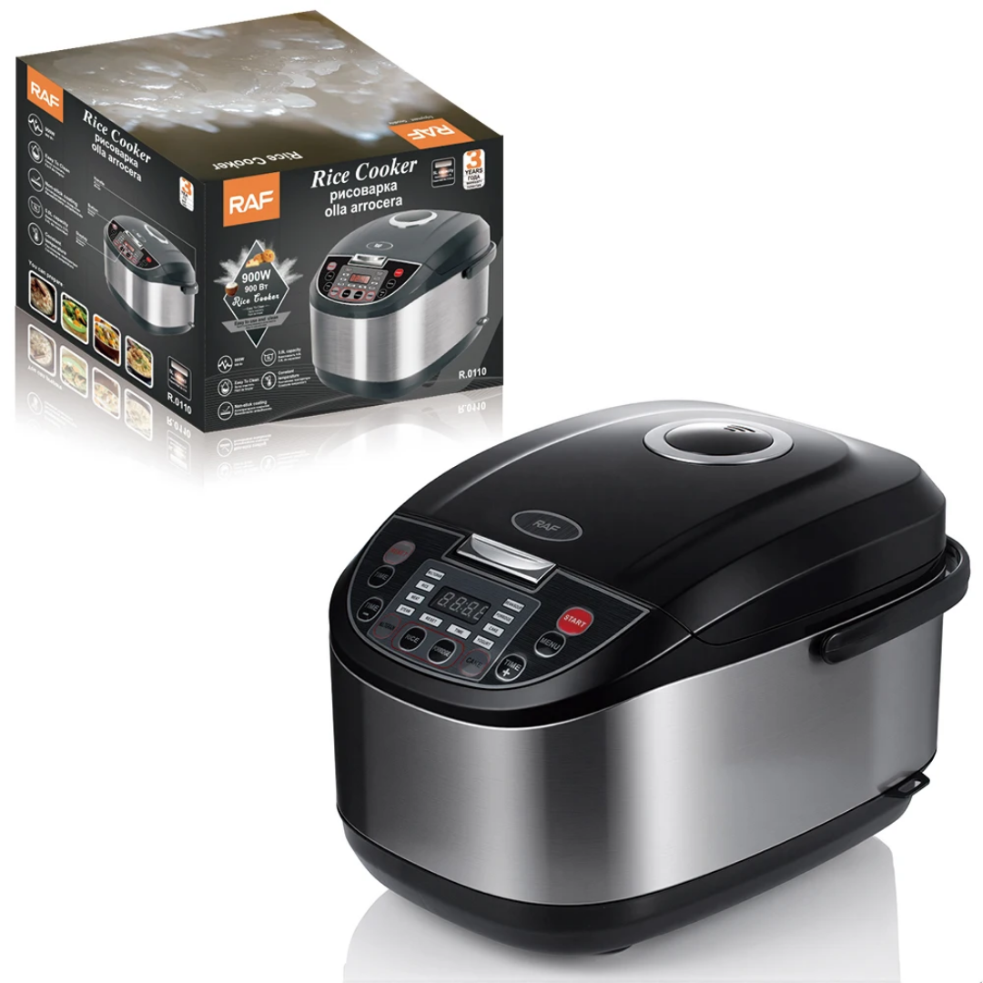 RAF R.0110 5L Electric Rice Cooker 900W – Large Capacity Digital Multicooker, Non-Stick Pot, Keep Warm
