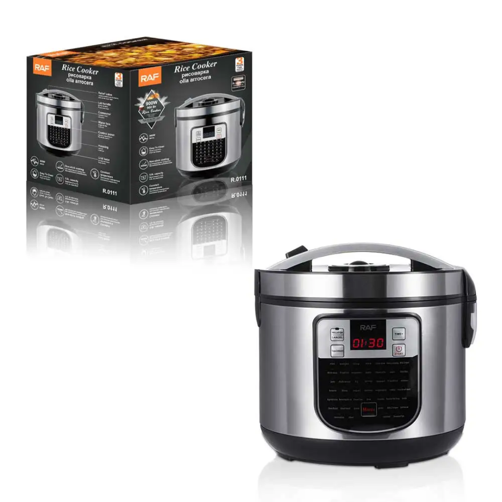 RAF R.0111 5L Electric Rice Cooker 900W – Smart Digital Multicooker, Keep Warm, Multi-Function