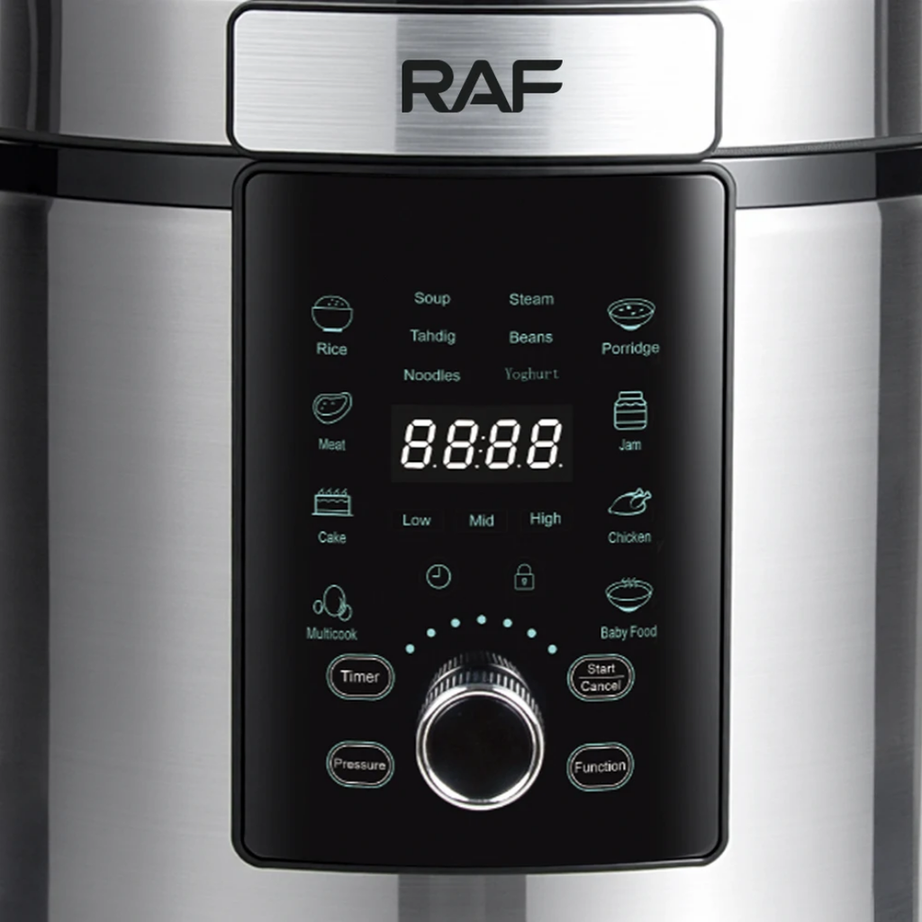RAF R.184 6L Smart Air Fryer Pressure Cooker – Multi-Function Digital Multicooker, Stainless Steel, 1700W