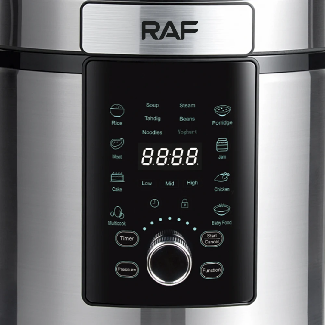 RAF R.184 6L Smart Air Fryer Pressure Cooker – Multi-Function Digital Multicooker, Stainless Steel, 1700W