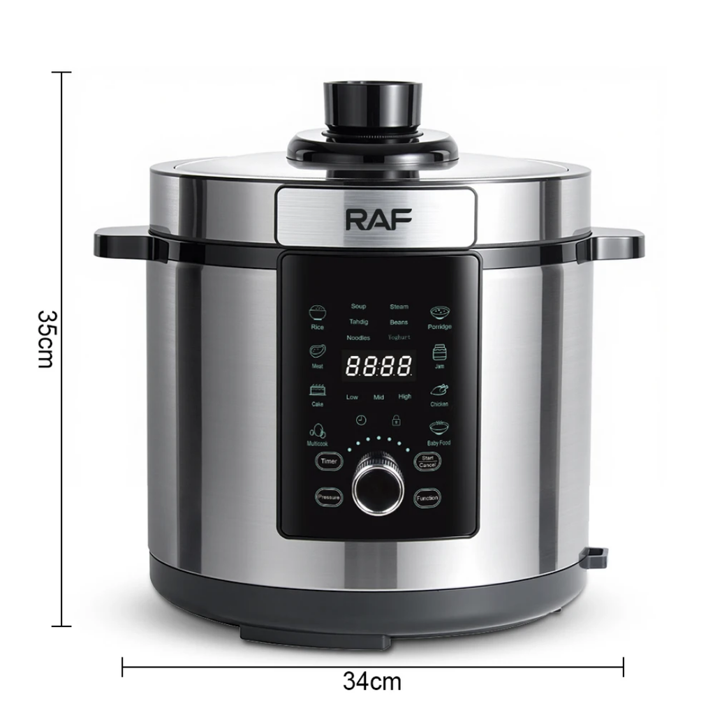 RAF R.184 6L Smart Air Fryer Pressure Cooker – Multi-Function Digital Multicooker, Stainless Steel, 1700W