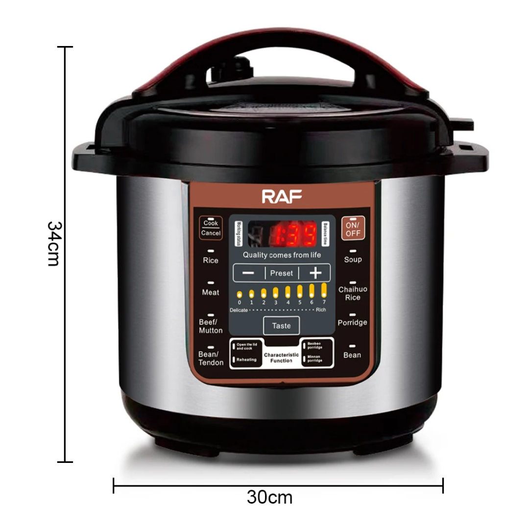 RAF R.182 12L Electric Pressure Cooker 1600W – Smart Programmable Multicooker, Large Capacity, Non-Stick Pot