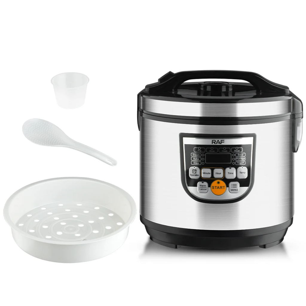 RAF R.178 5L Electric Rice Cooker 900W – Smart Programmable Multicooker with Steamer, Non-Stick Pot