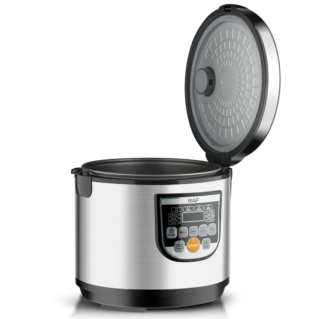 RAF R.178 5L Electric Rice Cooker 900W – Smart Programmable Multicooker with Steamer, Non-Stick Pot