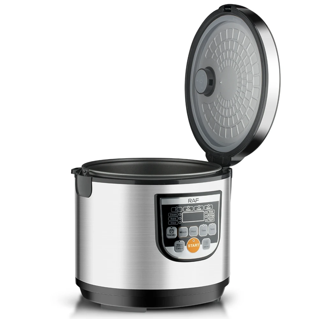RAF R.178 5L Electric Rice Cooker 900W – Smart Programmable Multicooker with Steamer, Non-Stick Pot