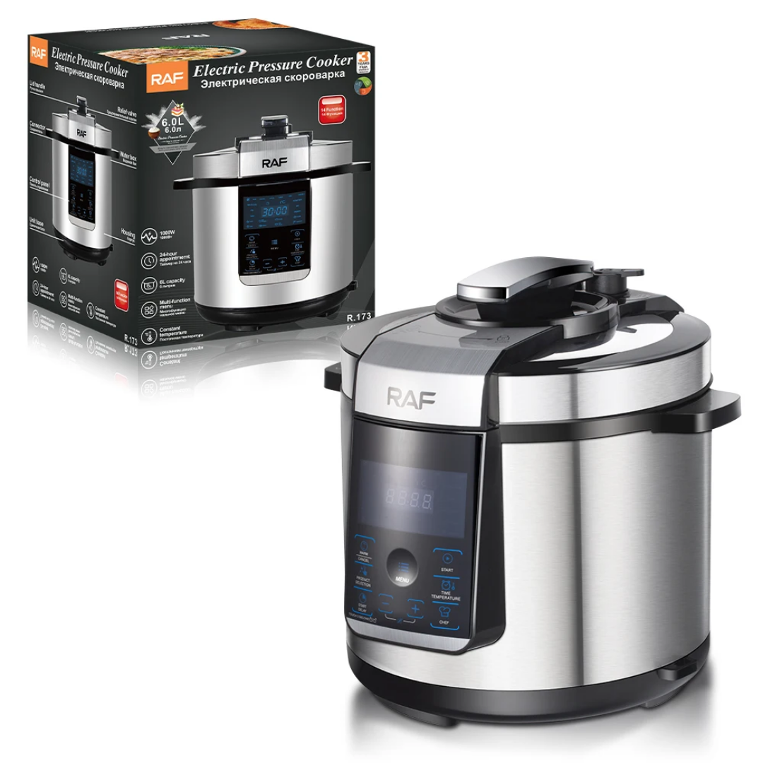 RAF R.173 6L Smart Electric Rice Cooker 1000W – Programmable Digital Multicooker, Non-Stick Pot