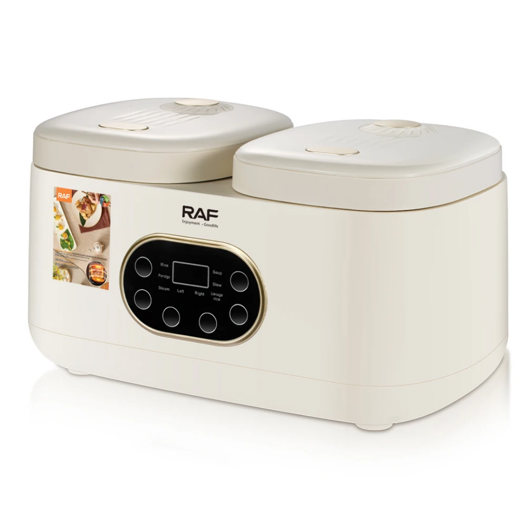 RAF R.5419 Dual 2-Pot Electric Rice Cooker 800W– Smart Programmable Double Slow Cooker & Food Warmer