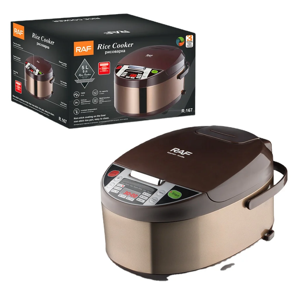 RAF R.167 Electric Rice Cooker 700W – Smart Programmable Pressure & Slow Cooker, 13 Programs