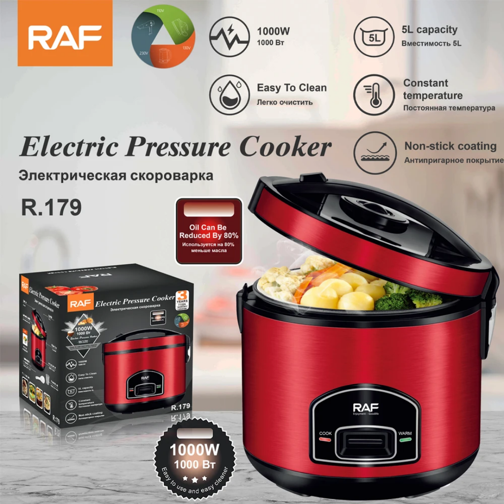 RAF R.179 5L Electric Rice Cooker 220V – Health-Preserving Smart Multicooker, Non-Stick Pot