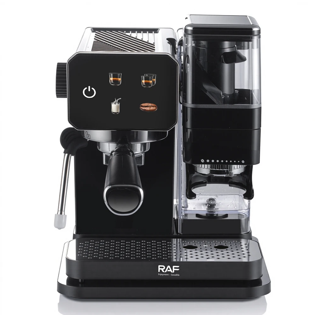 Automatic Espresso Machine RAF R.0204 – Smart 5-in-1 Coffee Maker with Built-In Grinder and 15-Bar Pressure System