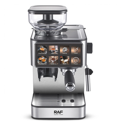 Commercial Smart Espresso Machine. RAF R.0206 - Dual Boiler Coffee Maker with Touchscreen and Automatic Milk Frother