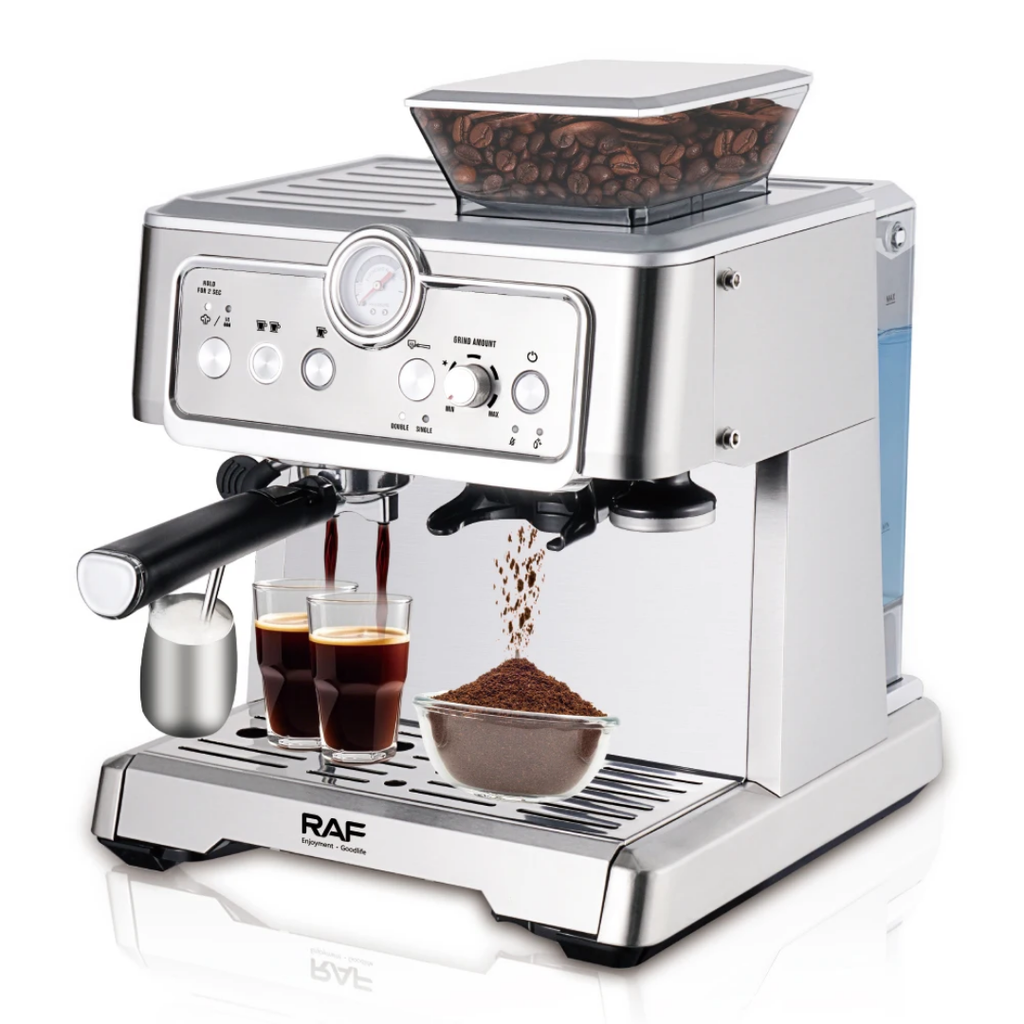 RAF R.0205 Semi-Automatic Espresso Machine – 15 Bar Coffee Maker with Steam Wand and 2.3L Water Tank