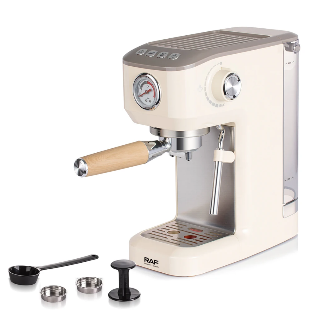 RAF R.0201 Espresso Coffee Machine – 19 Bar Semi-Automatic Coffee Maker with Steam Wand (1.2L)