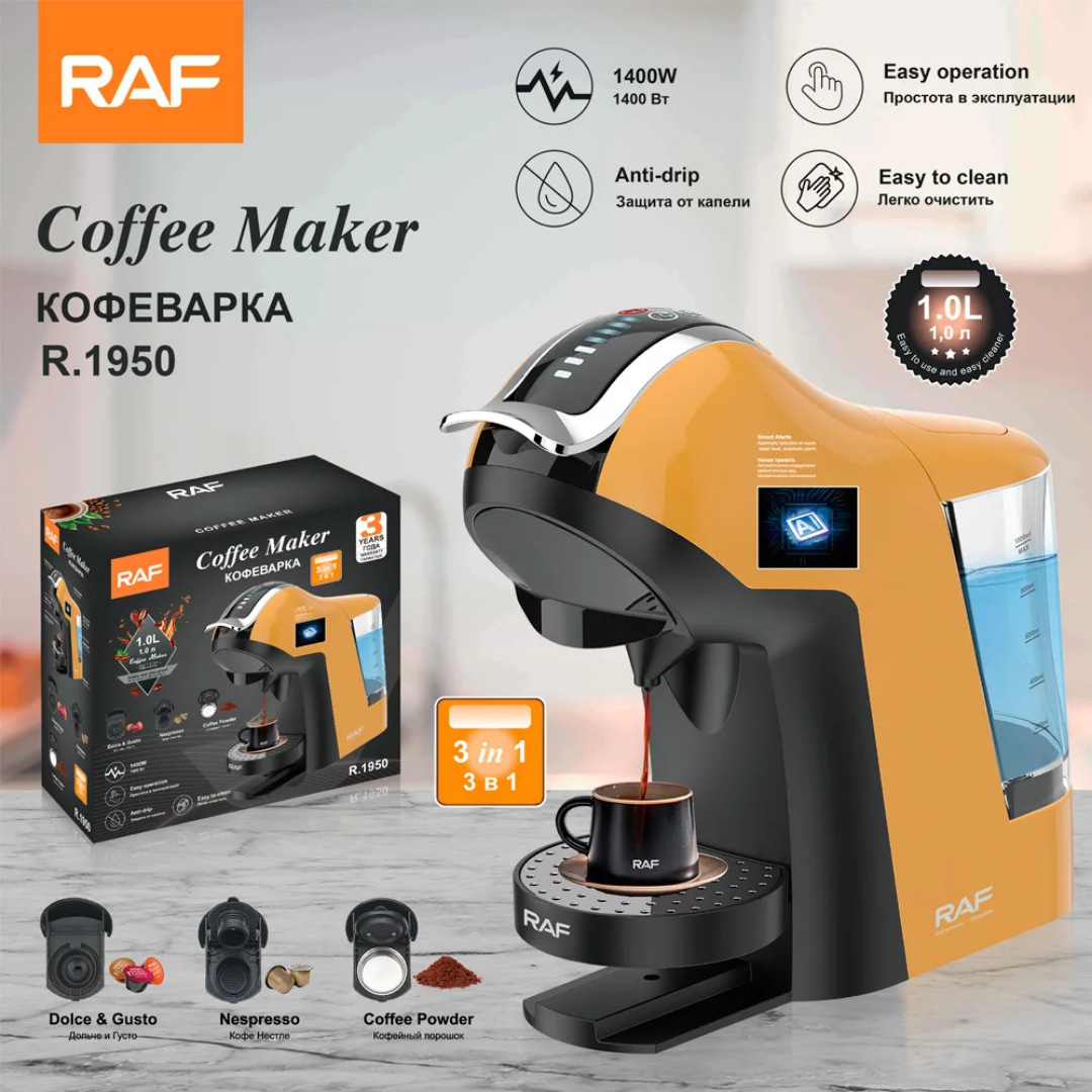 Capsule Coffee Maker RAF R.1950 – Italian Style Espresso Machine with 1400W Fast Brewing System