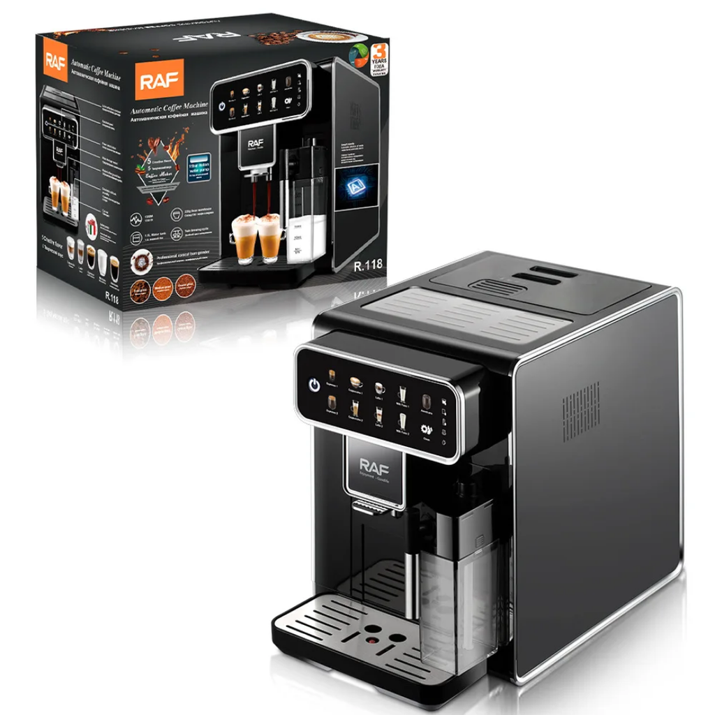 Smart Automatic Bean-to-Cup Coffee Maker RAF R.118 – Built-In Grinder with Programmable Brewing System