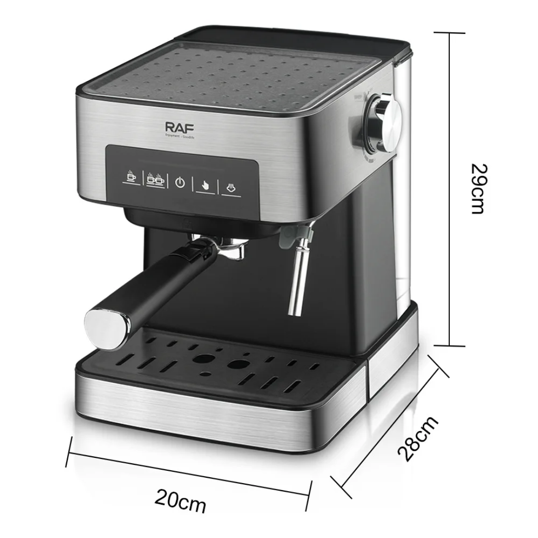 RAF R.136 Stainless Steel Espresso Coffee Machine – 15 Bar Electric Moka Coffee Maker with Milk Frother