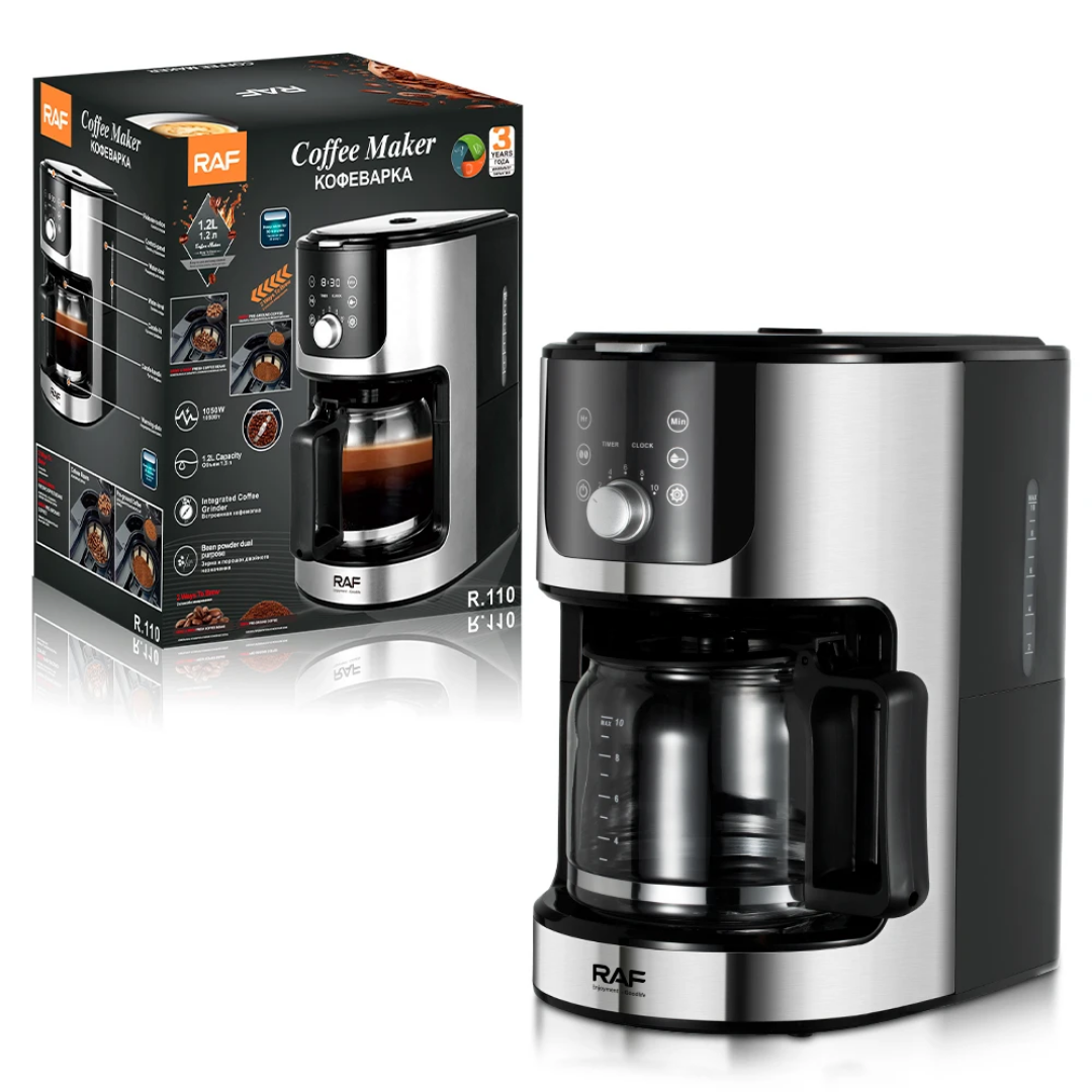 Automatic Coffee Maker. RAF 110 – Programmable Coffee Machine with Built-In Grinder (1.2L)
