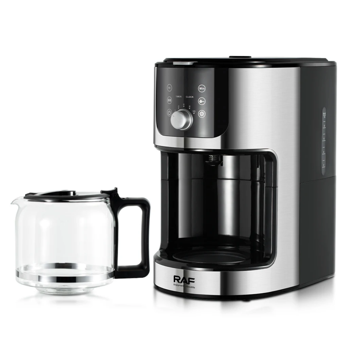 Automatic Coffee Maker. RAF 110 – Programmable Coffee Machine with Built-In Grinder (1.2L)