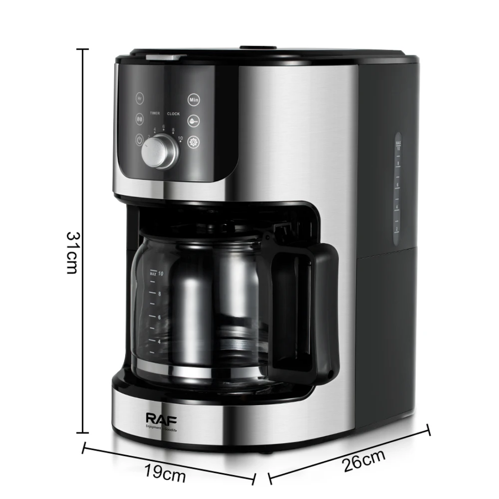 Automatic Coffee Maker. RAF 110 – Programmable Coffee Machine with Built-In Grinder (1.2L)