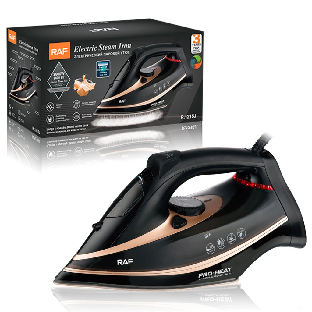Electric Steam Iron. RAF R.1215 – 2200W Electric Flat Iron with Self-Cleaning System and Powerful Steam Burst