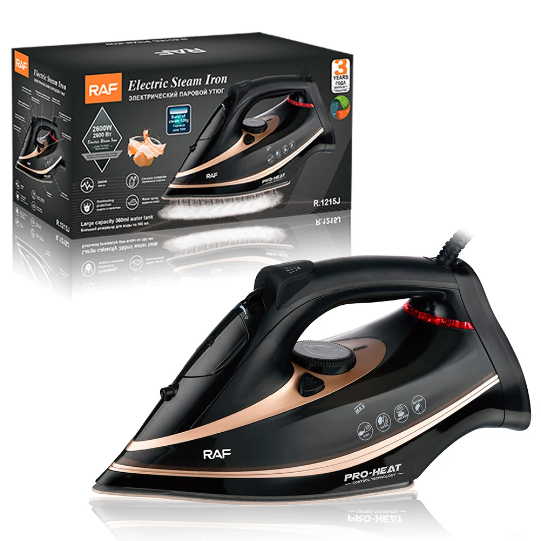 Electric Steam Iron. RAF R.1215 – 2200W Electric Flat Iron with Self-Cleaning System and Powerful Steam Burst