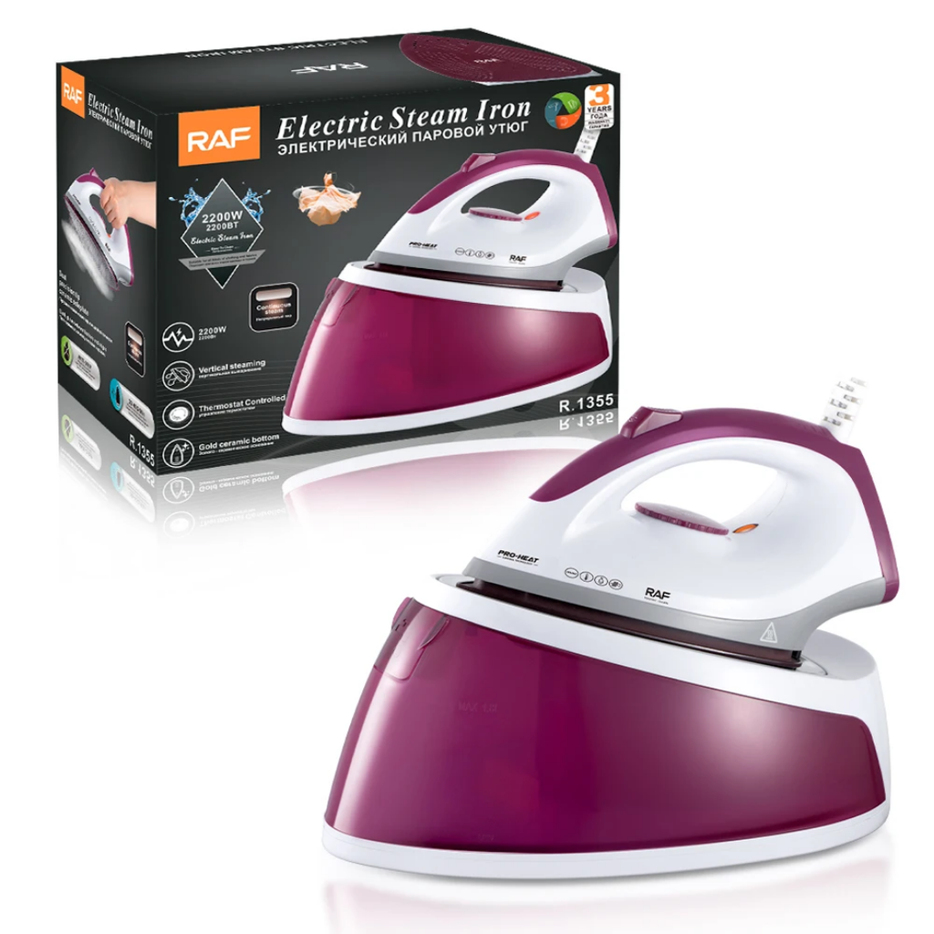 Electric Steam Iron. RAF R.1355 Steam Iron Station – 2200W Boiler Steam Iron with 1.8L Water Tank and Ceramic Soleplate