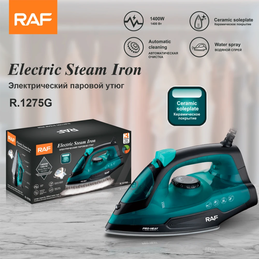 Electric Steam Iron RAF R.1275 Handheld Garment Steamer – 1400W Portable Steam Iron with Anti-Drip Protection