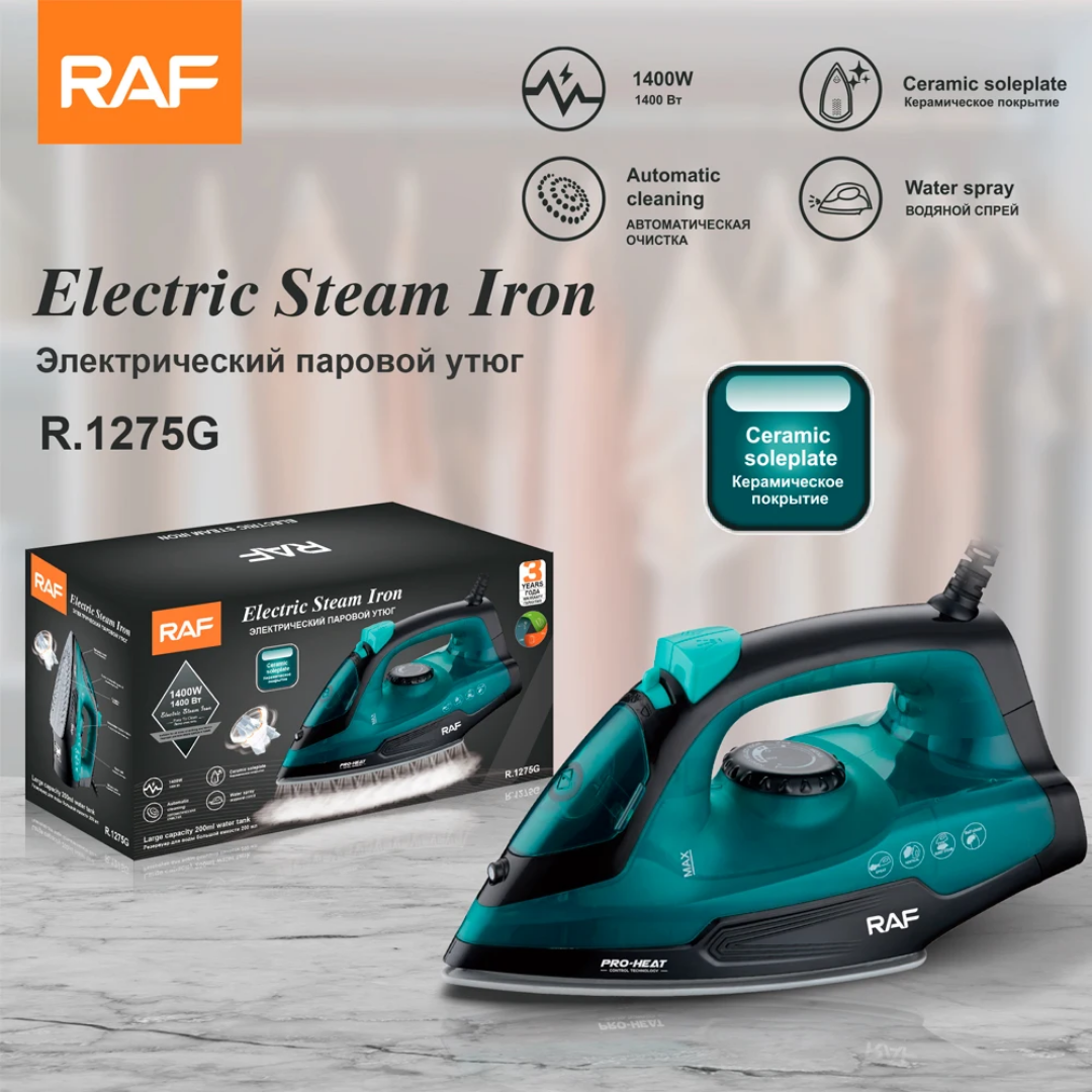 Electric Steam Iron RAF R.1275 Handheld Garment Steamer – 1400W Portable Steam Iron with Anti-Drip Protection