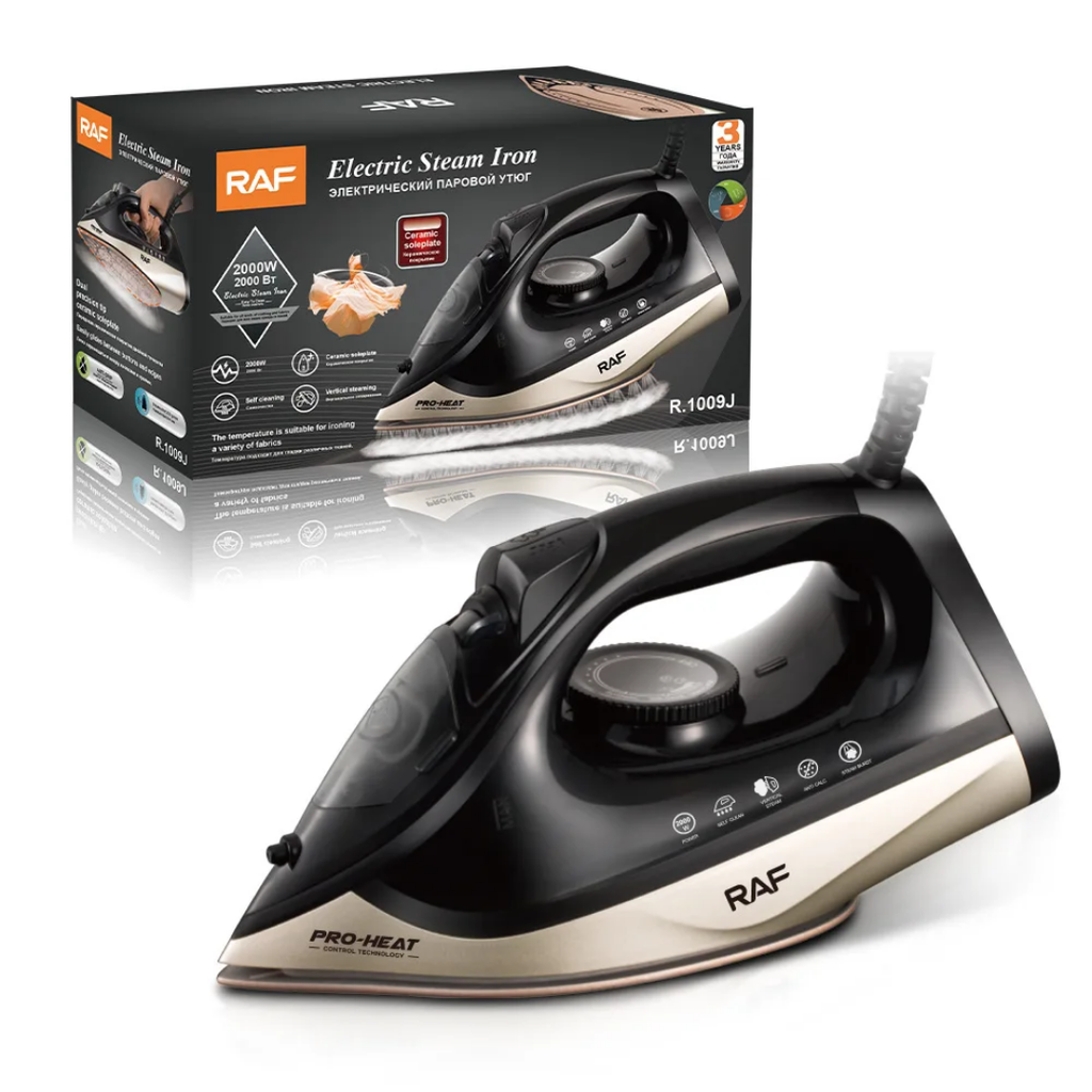 Electric Steam Iron RAF R.1009 Steam Iron – 2000W Burst Steam Electric Iron with Ceramic Soleplate