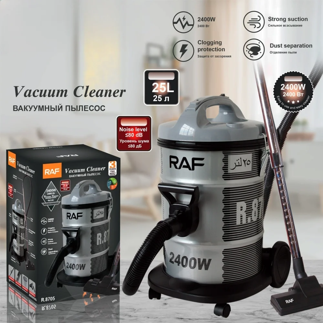 Canister Vacuum Cleaner  RAF R.8705 - 1400W Bagged Vacuum with 25L Capacity and Strong Suction