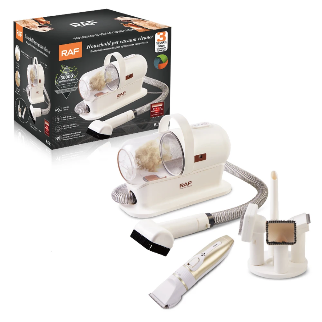 Pet Grooming Vacuum Cleaner RAF R.8762 - 1400W Low Noise Pet Hair Trimmer & Strong Suction Cleaning Kit