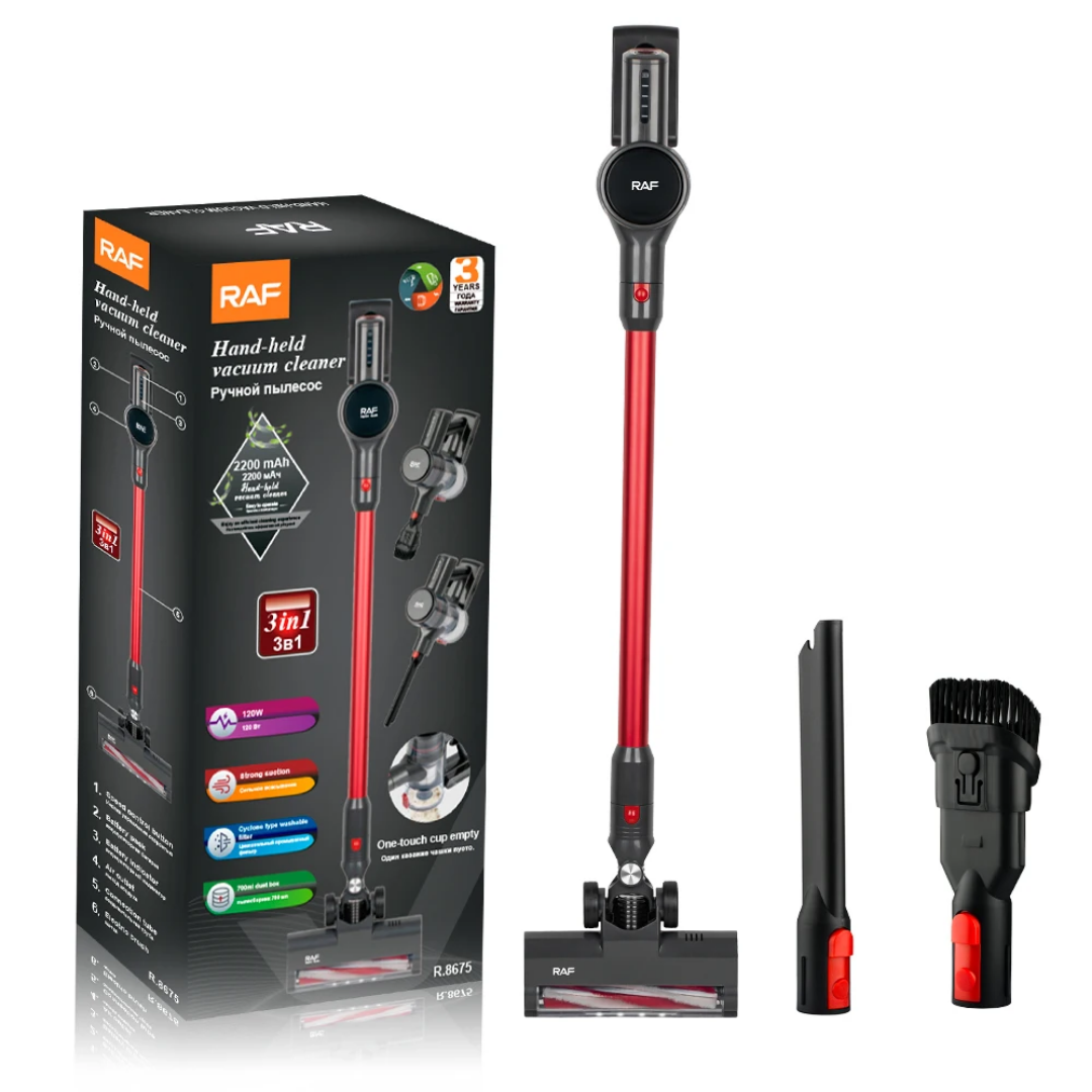 3-in-1 Handheld Upright Vacuum Cleaner RAF R.8675 - Cordless Stick Vacuum with HEPA Filter & LED Brush