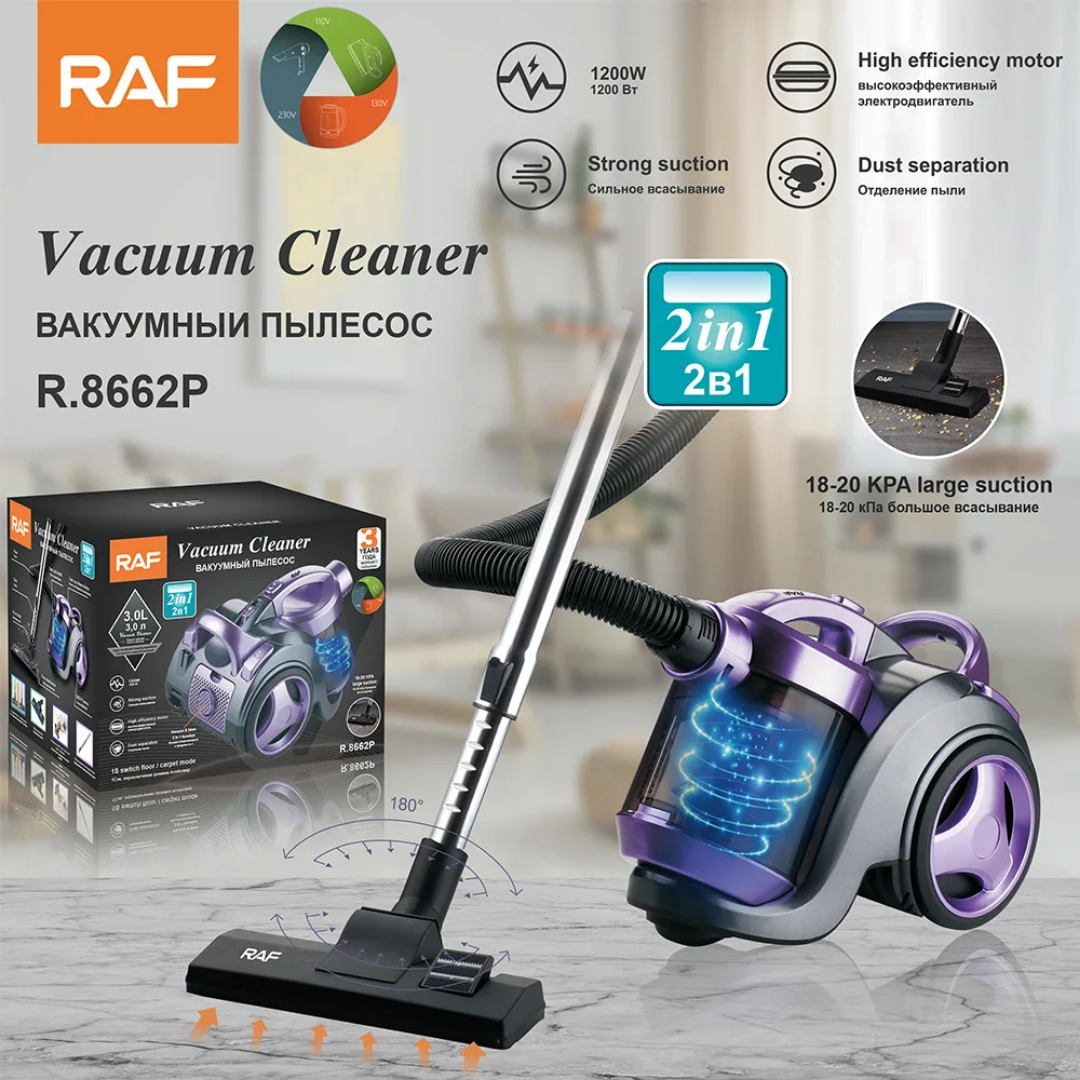 RAF R.8662 Wet & Dry Bagless Vacuum Cleaner – 1200W 2-in-1 Vacuum & Blower Cleaning Machine
